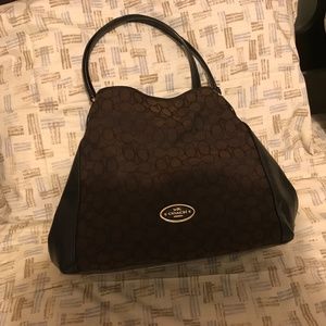Coach Signature Hallie Shoulder Bag in Brown Black
